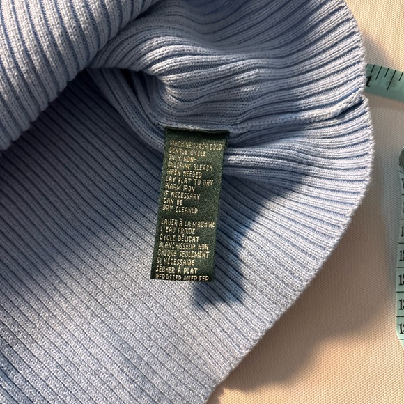 Lauren Ralph Lauren Ribbed Turtleneck Sweater Blue Size L Made in Japan - Picture 6 of 9